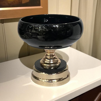 Ebony Elegance Pedestal Compote Bowls (Pair)
