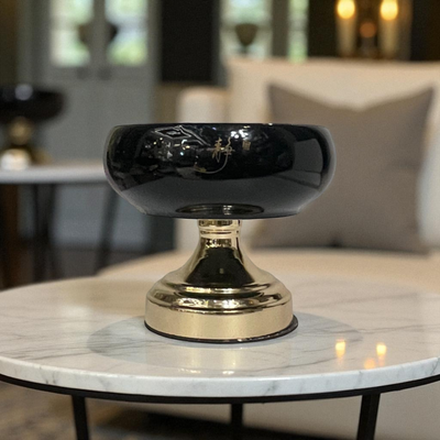 Ebony Elegance Pedestal Compote Bowls (Pair)