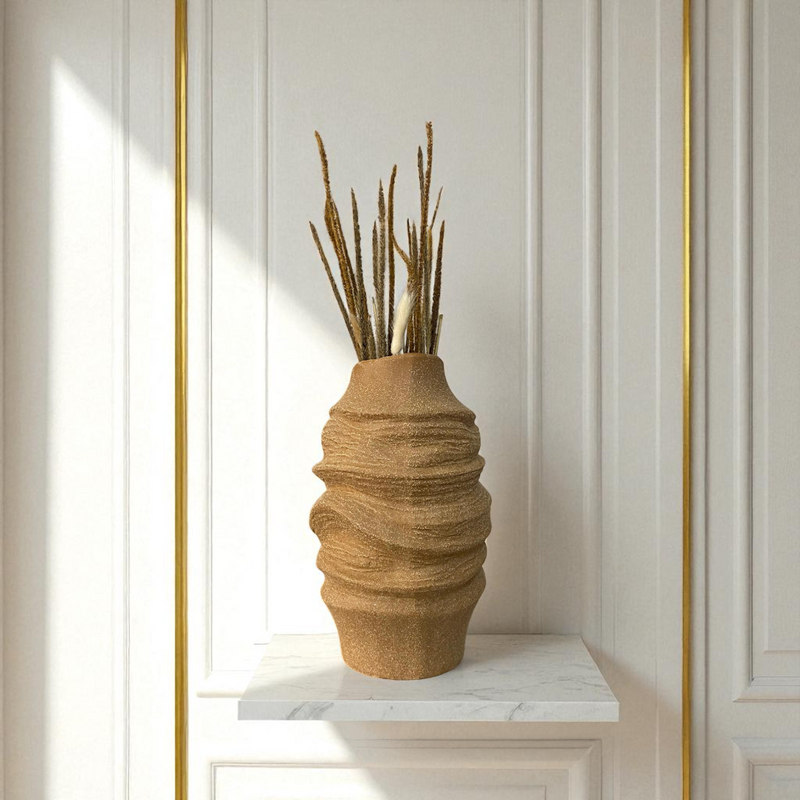 Wavy Textured Ceramic Vase