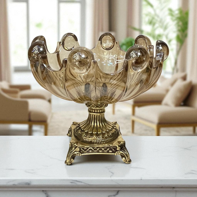 Golden Bloom Vintage Glass Compote