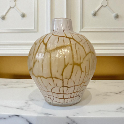 Textured Glass Vase with Autumn Blooms