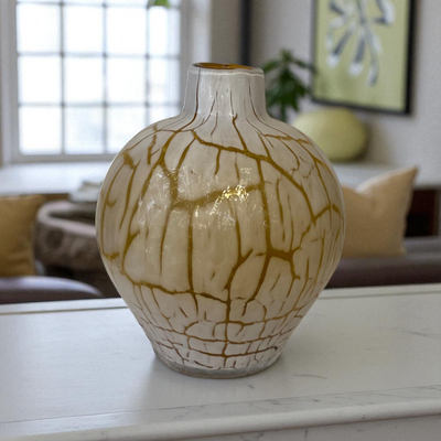 Textured Glass Vase with Autumn Blooms