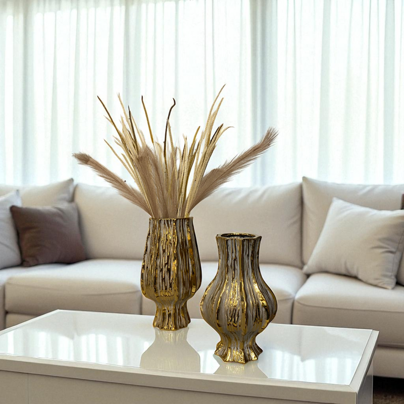 Golden Radiance Decorative Vases