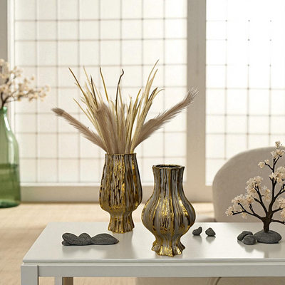 Golden Radiance Decorative Vases