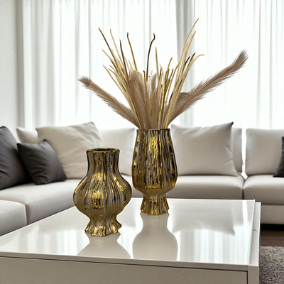 Golden Radiance Decorative Vases