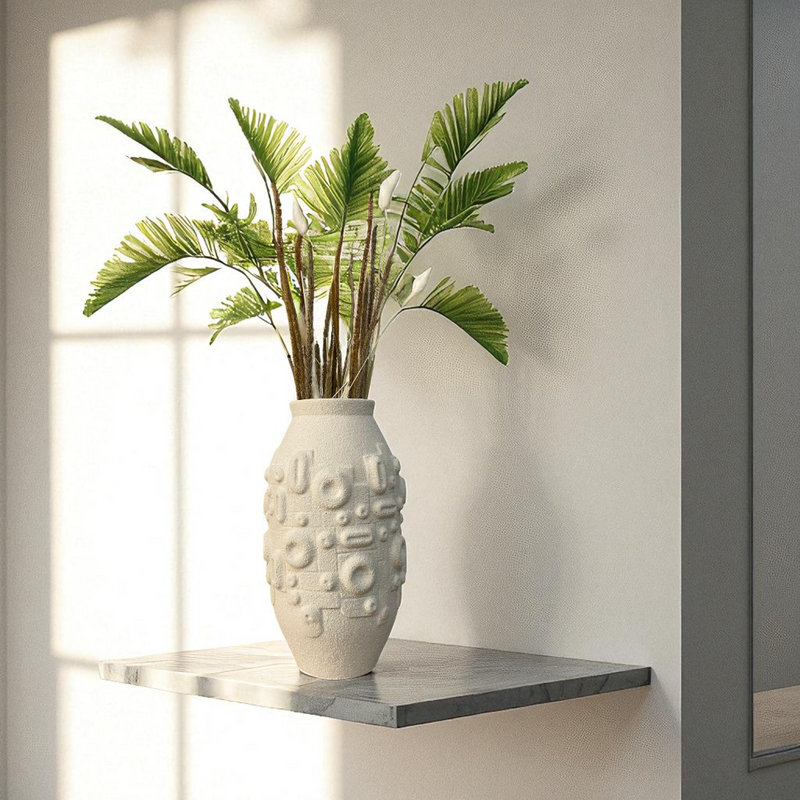 Geometric Embossed Ceramic Vase