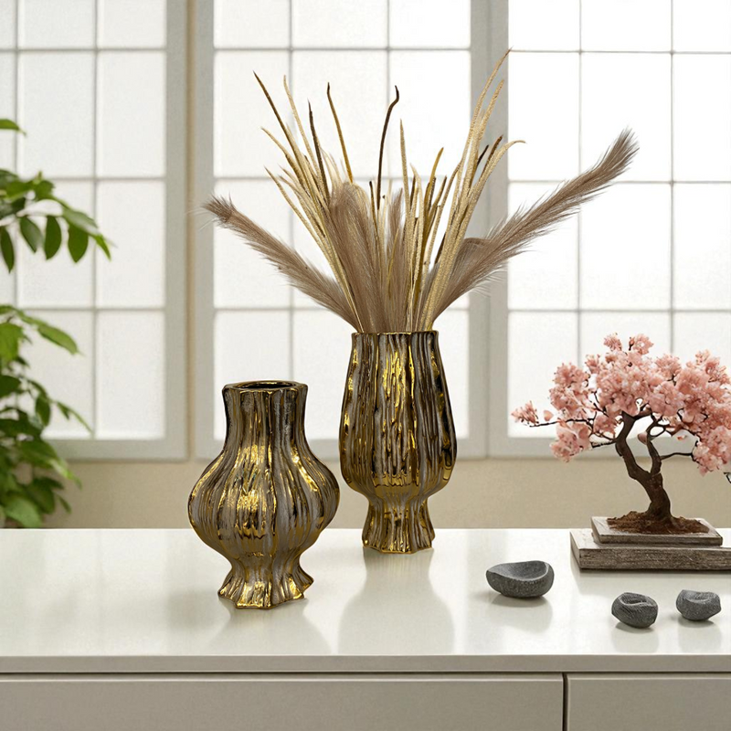 Golden Radiance Decorative Vases