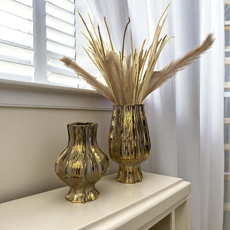 Golden Radiance Decorative Vases
