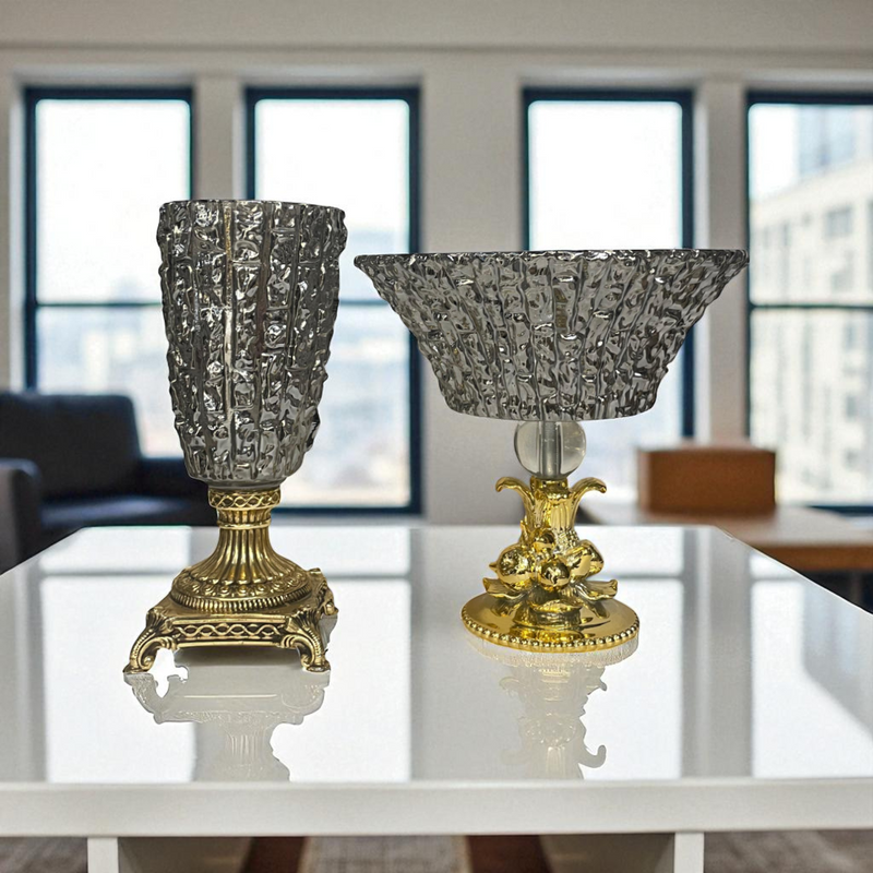 Pair of Cut-Glass Murano Bowls