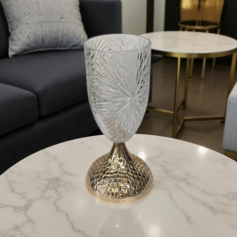Cut-Glass with Metallic Goblet Vase