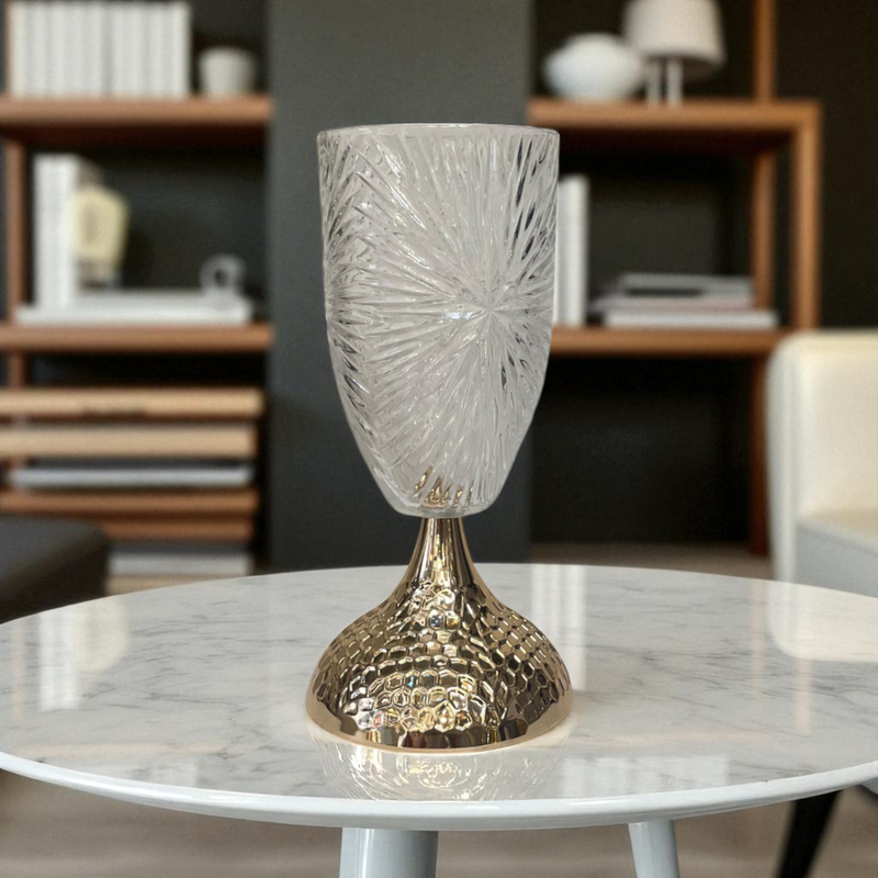 Cut-Glass with Metallic Goblet Vase