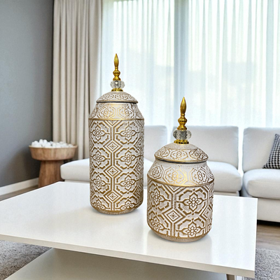 Imperial White-Gold Ceramic Jars