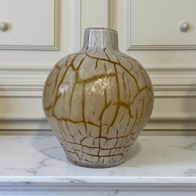 Textured Glass Vase with Autumn Blooms