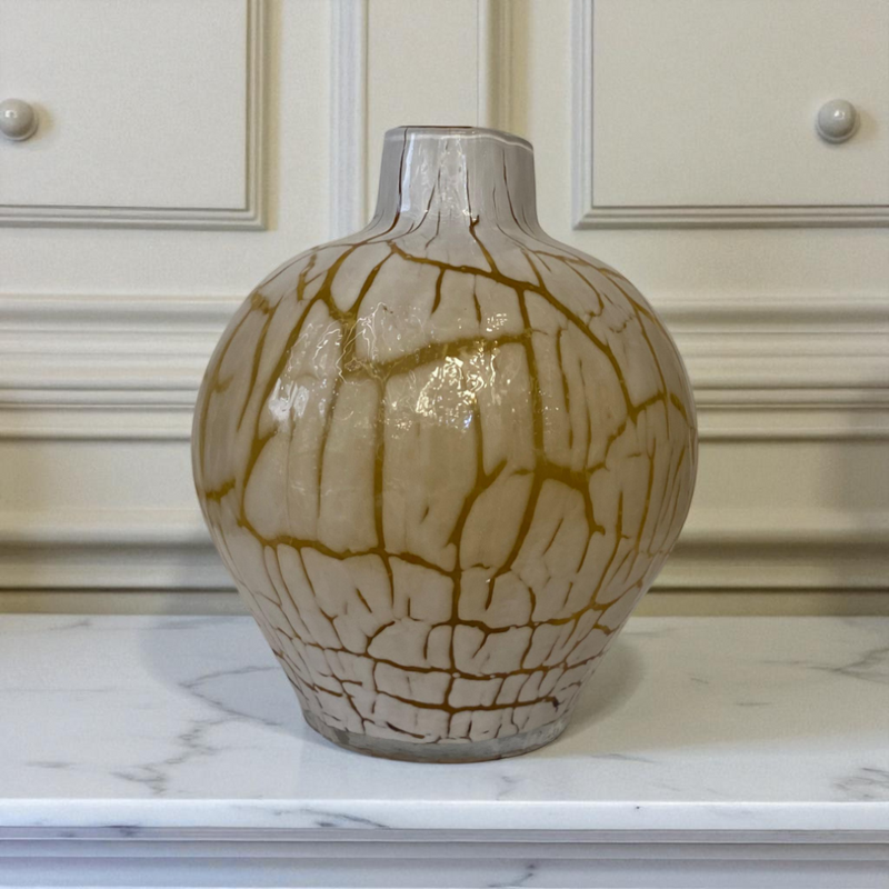 Textured Glass Vase with Autumn Blooms
