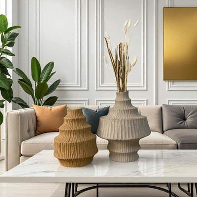 Tiered Textured Ceramic Vase