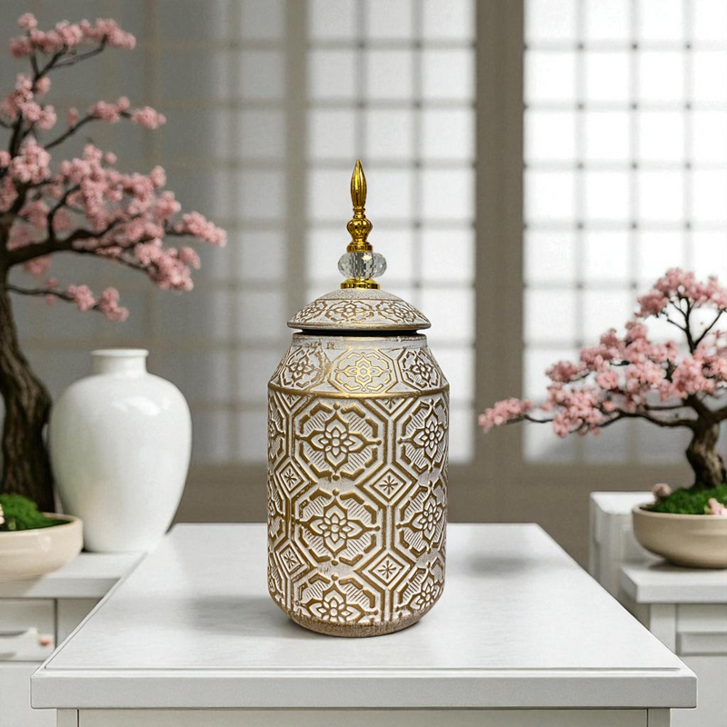 Imperial White-Gold Ceramic Jars