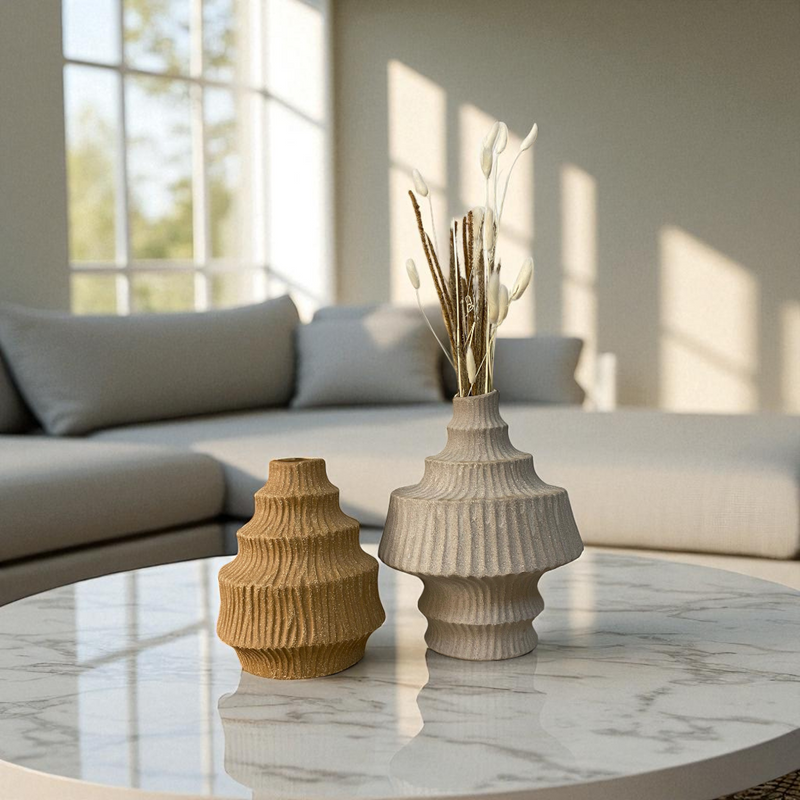Tiered Textured Ceramic Vase