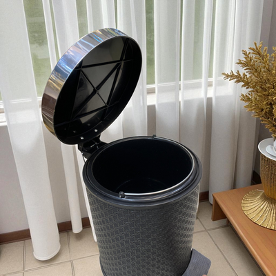 Luxury Black Leather Dustbin & Tissue Box Set with Chrome Finish