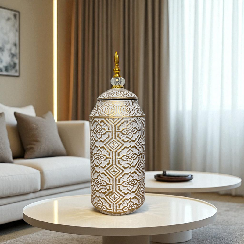 Imperial White-Gold Ceramic Jars