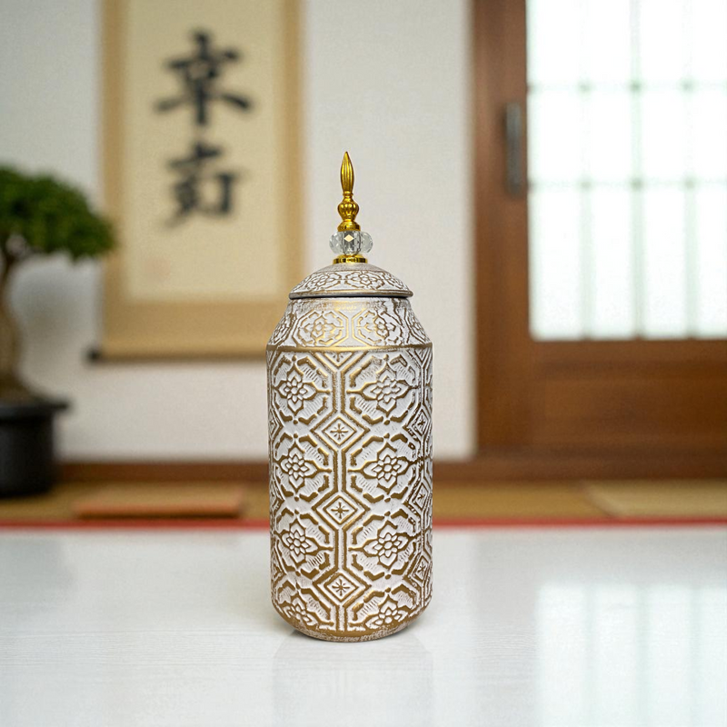 Imperial White-Gold Ceramic Jars