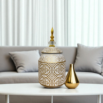 Imperial White-Gold Ceramic Jars