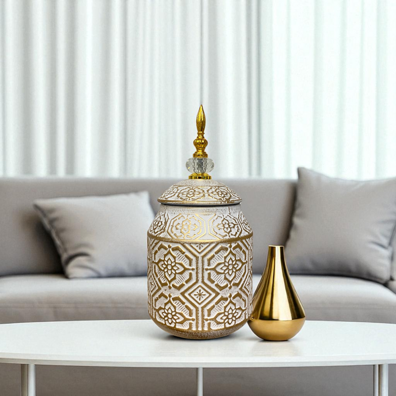 Imperial White-Gold Ceramic Jars