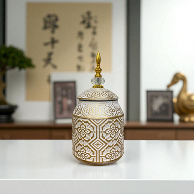 Imperial White-Gold Ceramic Jars