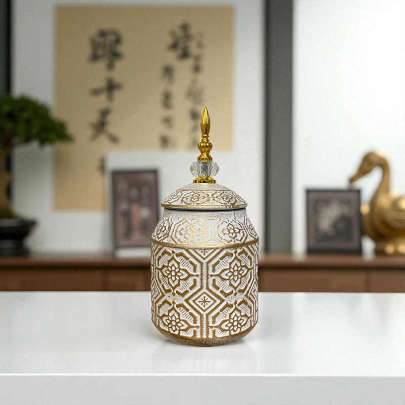 Imperial White-Gold Ceramic Jars