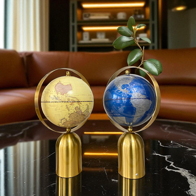 Twin Orbit Brass Decorative Globes