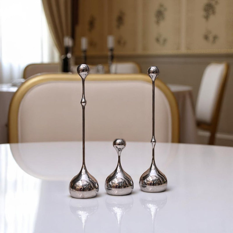 Silveria Metallic Candle Holder Set