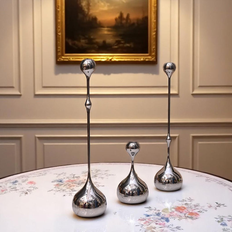 Silveria Metallic Candle Holder Set