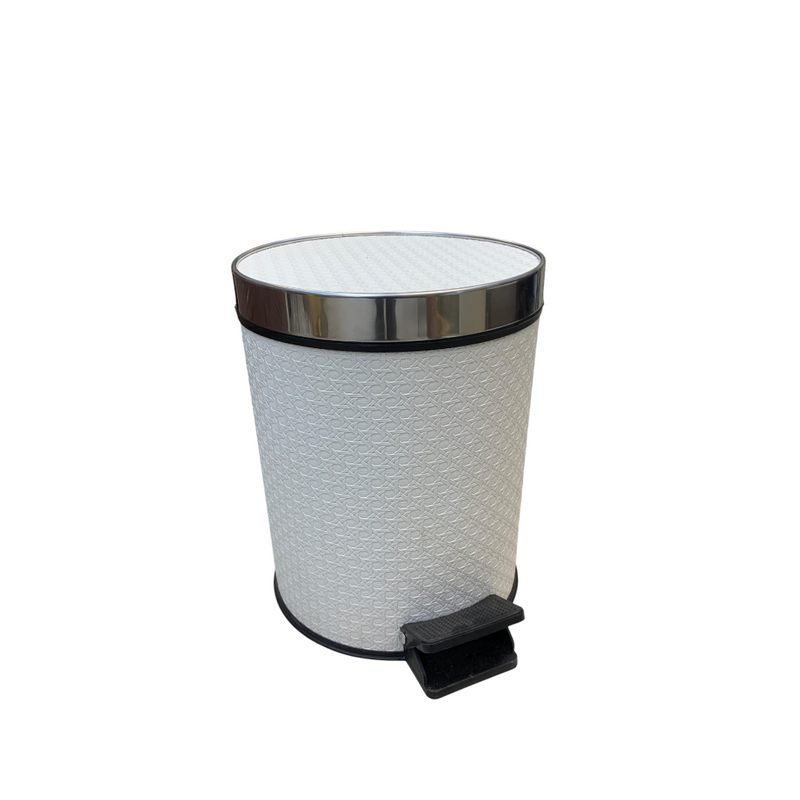 Elegant White Leather Dustbin & Tissue Box Set