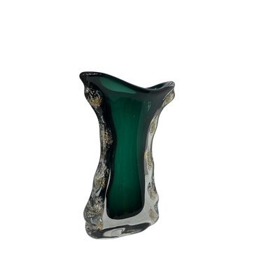 Forest Green Wave-Edge Glass Vase