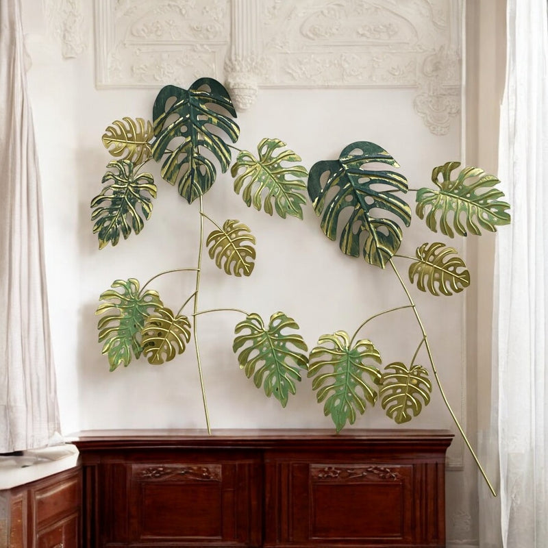 Metallic Green Leaf Wall Art