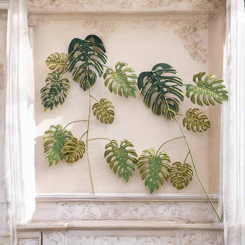 Metallic Green Leaf Wall Art