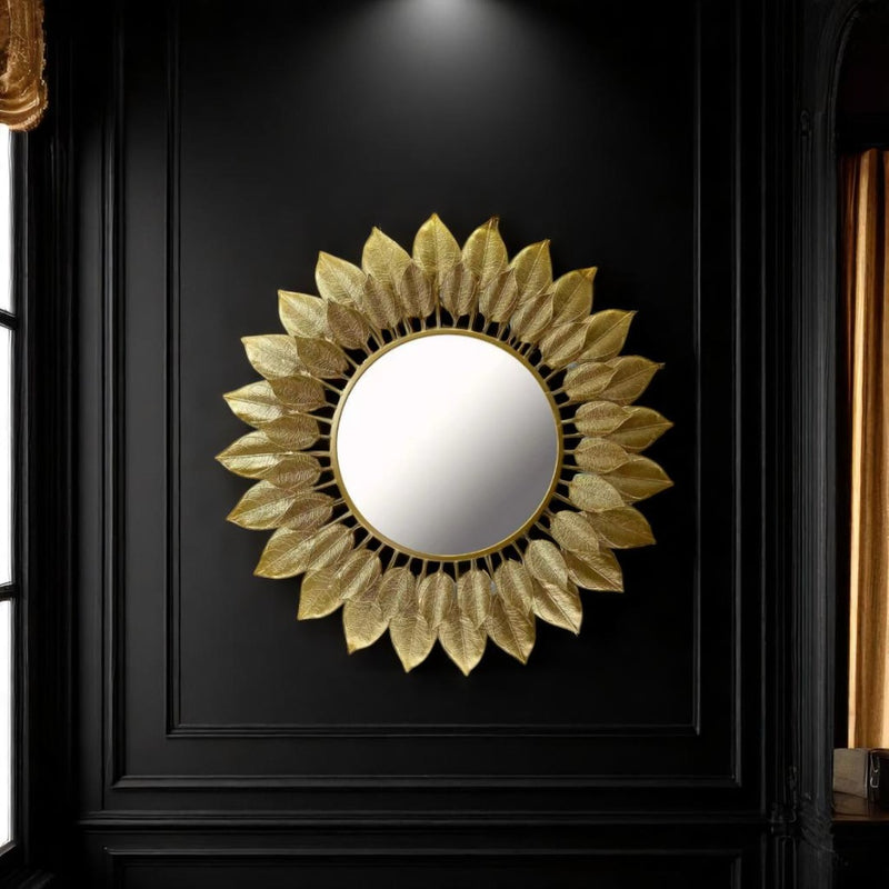 Brass Leaf Elegance Wall Mirror