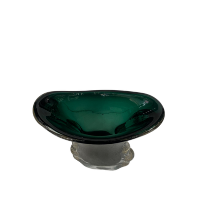 Forest Green Wave-Edge Glass Vase
