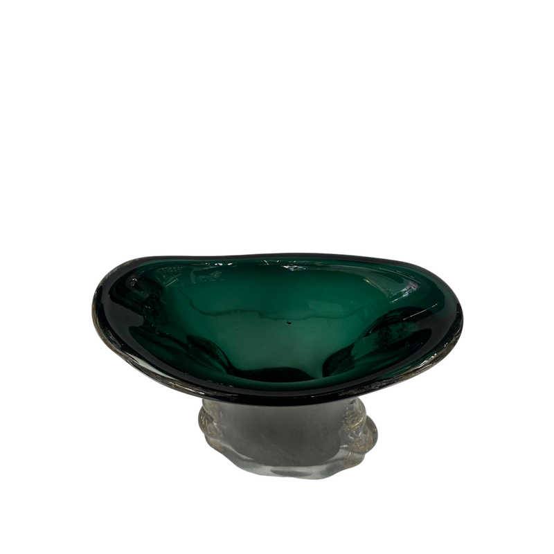 Forest Green Wave-Edge Glass Vase