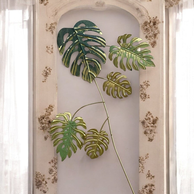 Metallic Green Leaf Wall Art
