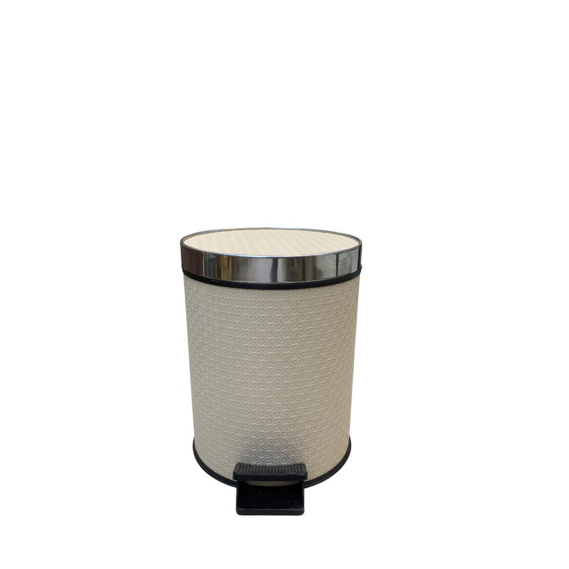 Luxury Beige Leather Dustbin & Tissue Box Set