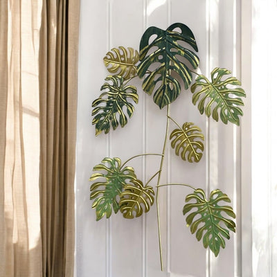 Metallic Green Leaf Wall Art