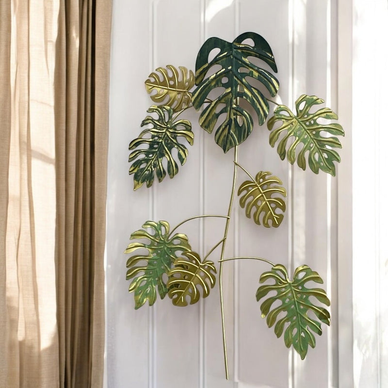 Metallic Green Leaf Wall Art