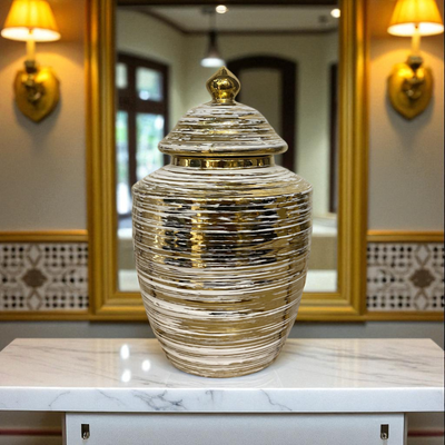 Golden Wave Textured Ceramic Mini Jars