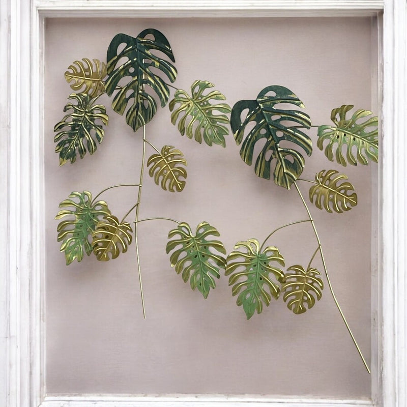 Metallic Green Leaf Wall Art