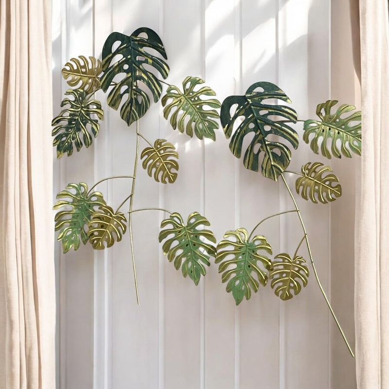 Metallic Green Leaf Wall Art