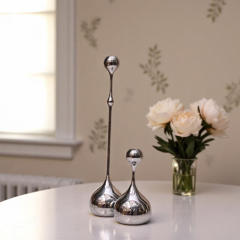 Silveria Metallic Candle Holder Set