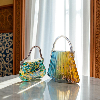 Glass Elegance Handbag-Inspired Decorative Sculptures