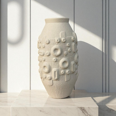 Geometric Embossed Ceramic Vase