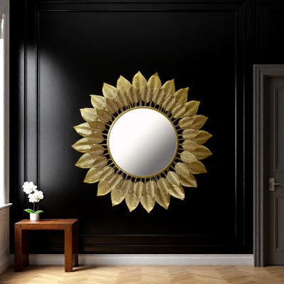 Brass Leaf Elegance Wall Mirror