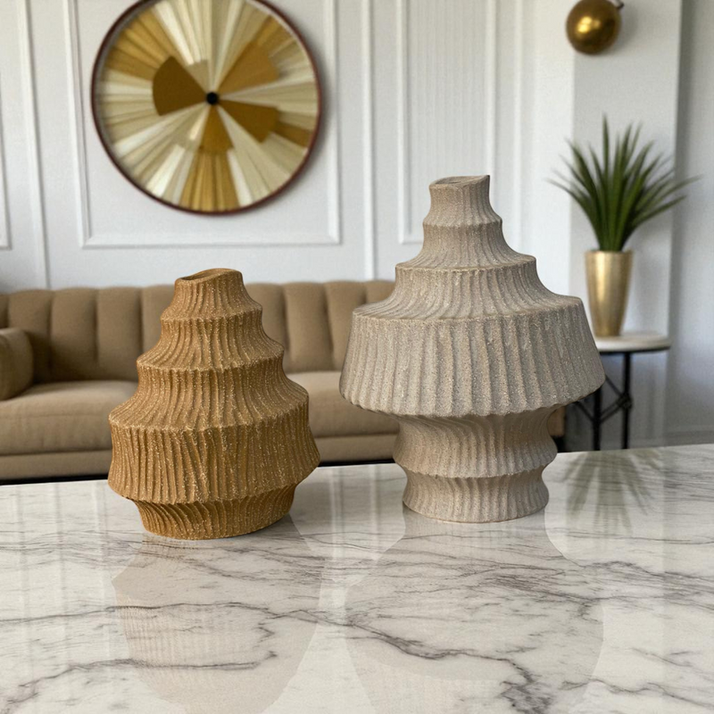 Tiered Textured Ceramic Vase